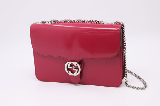 Gucci Petunia Fuchsia Leather Patent Shoulder Bag