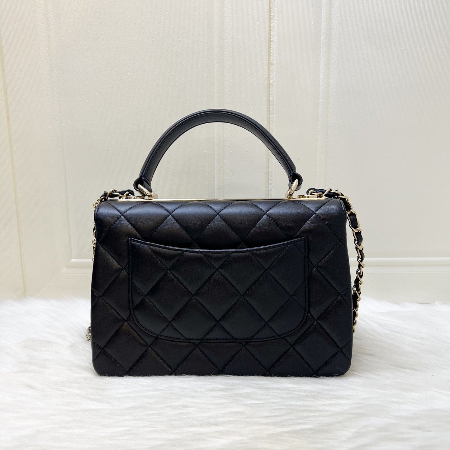 Chanel Small Trendy CC Top Handle Flap in Navy Blue Lambskin and LGHW Bag