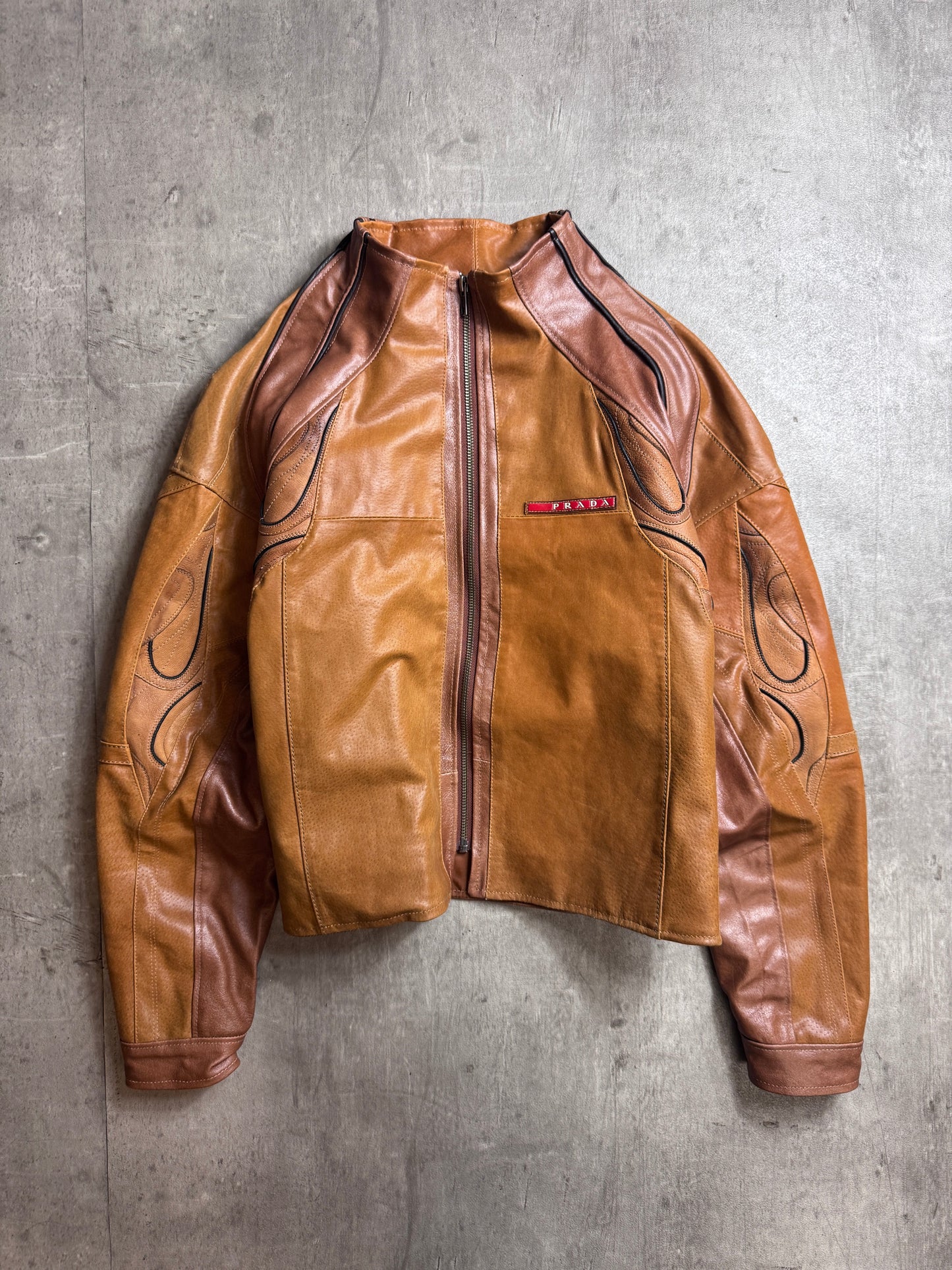 Prada Handbag VT Rework: Trainer Jacket Leather Brown Small