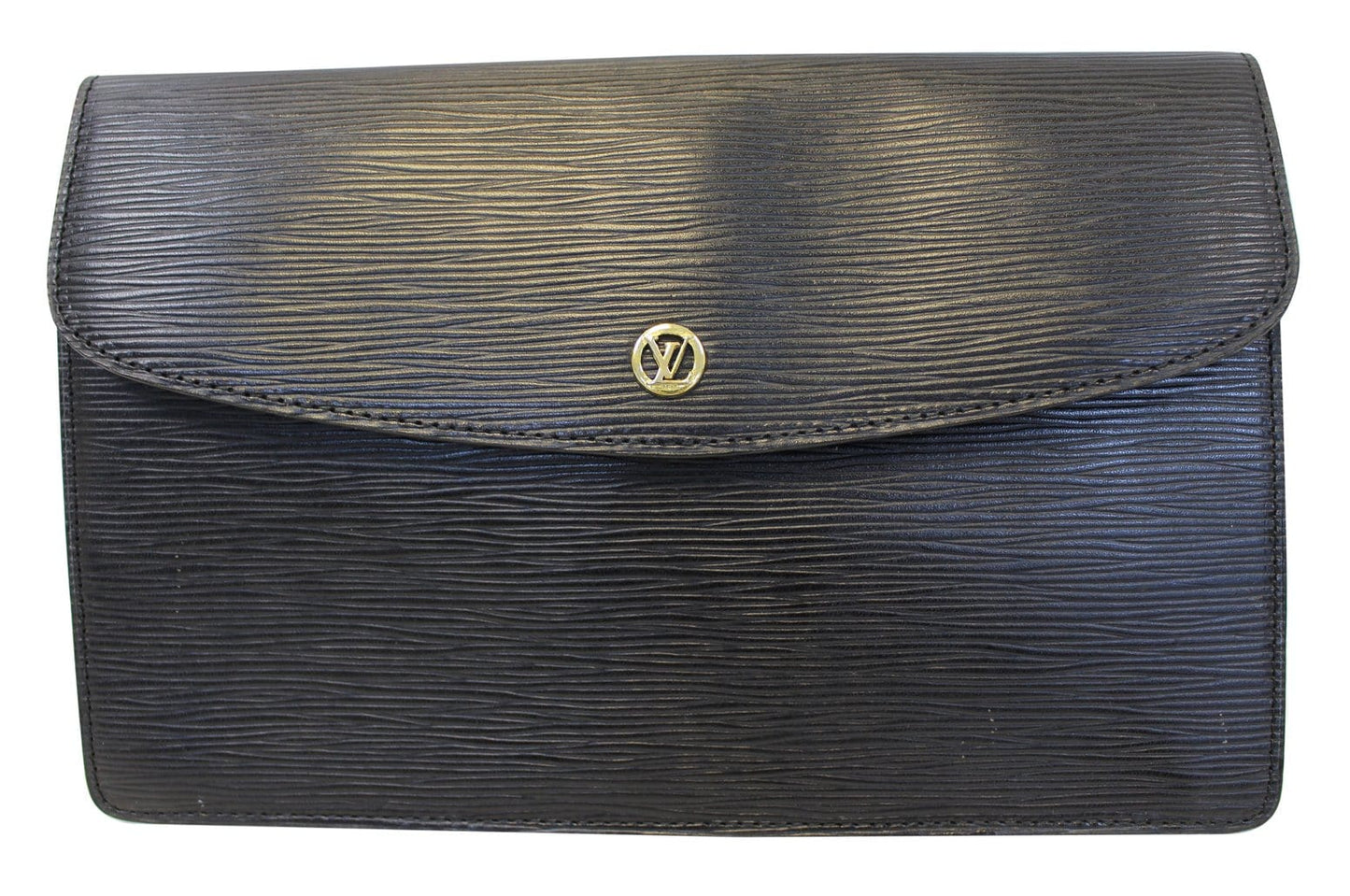 Louis Epi Pochette Montaigne Clutch Bag Leather Black