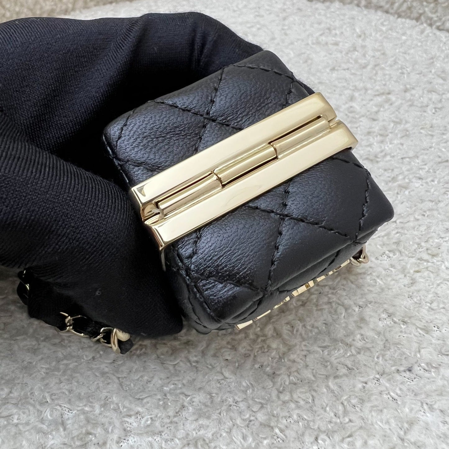 Chanel Cube Charm in Black Lambskin and GHW