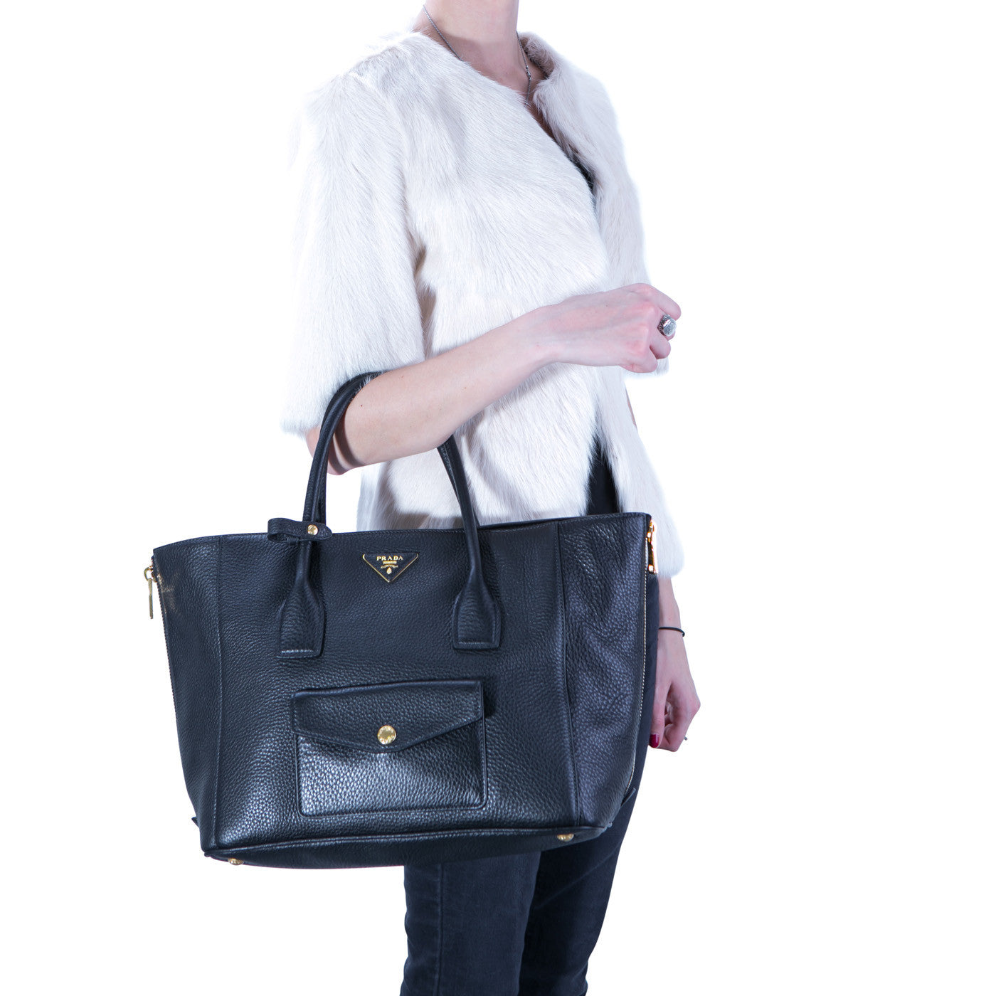Prada Vit Daino Twin Pocket Tote Shoulder Shoulder Bag