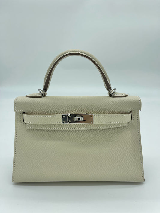 Gucci Hermes Kelly Epsom Nata Palladium Hardware Handbag Mini Travel Bag