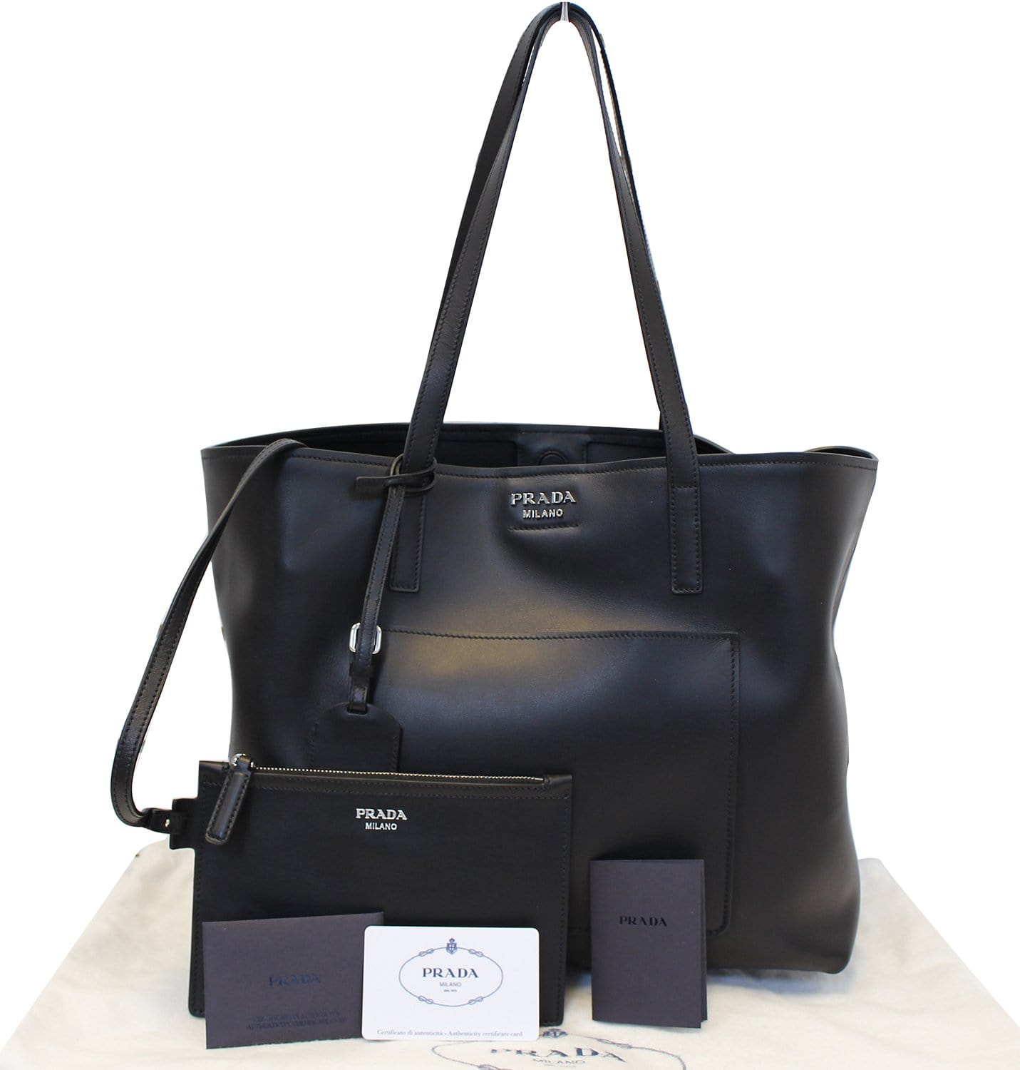 Prada City Calf Shopping Tote Shoulder Bag Leather Calf Leather Large
