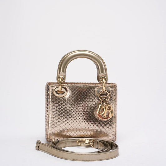 Dior Bag Lady Bag in Leather Python Gold Mini Bag