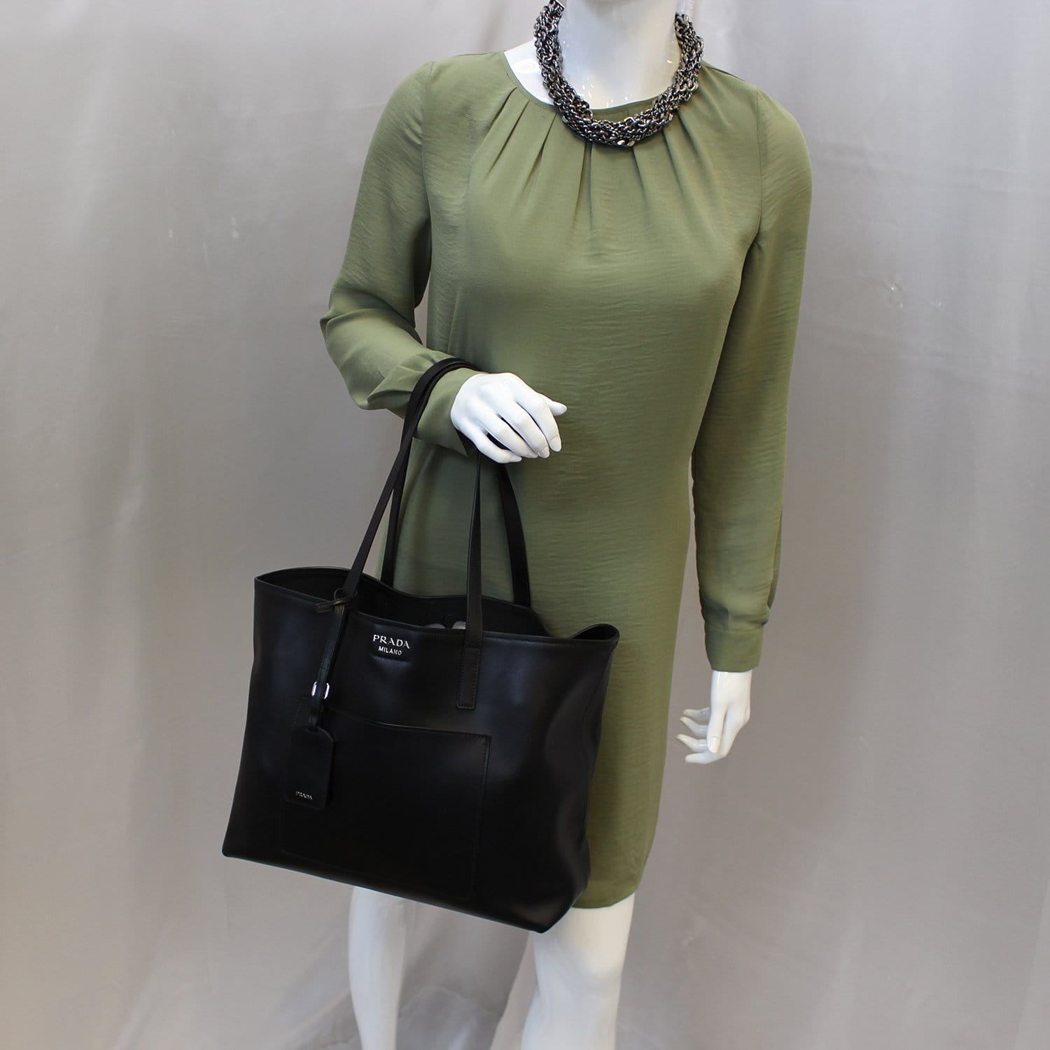 Prada City Calf Shopping Tote Shoulder Bag Leather Calf Leather Large