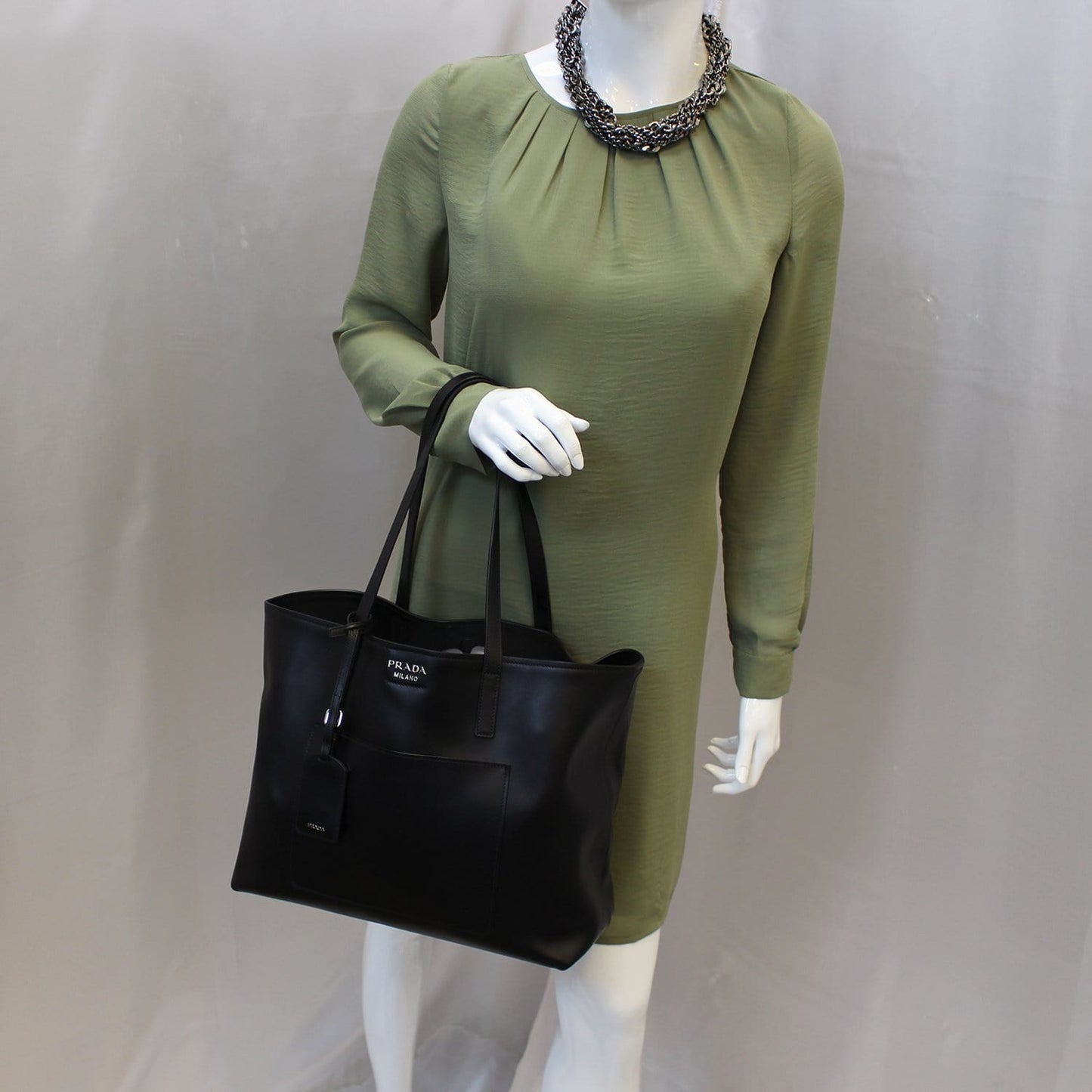 City Calf Shopping Tote Shoulder Bag Leather Large