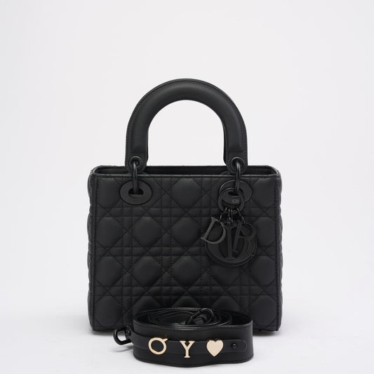 Dior Handbag Christian Lady Matte Tonal Bag Black Small