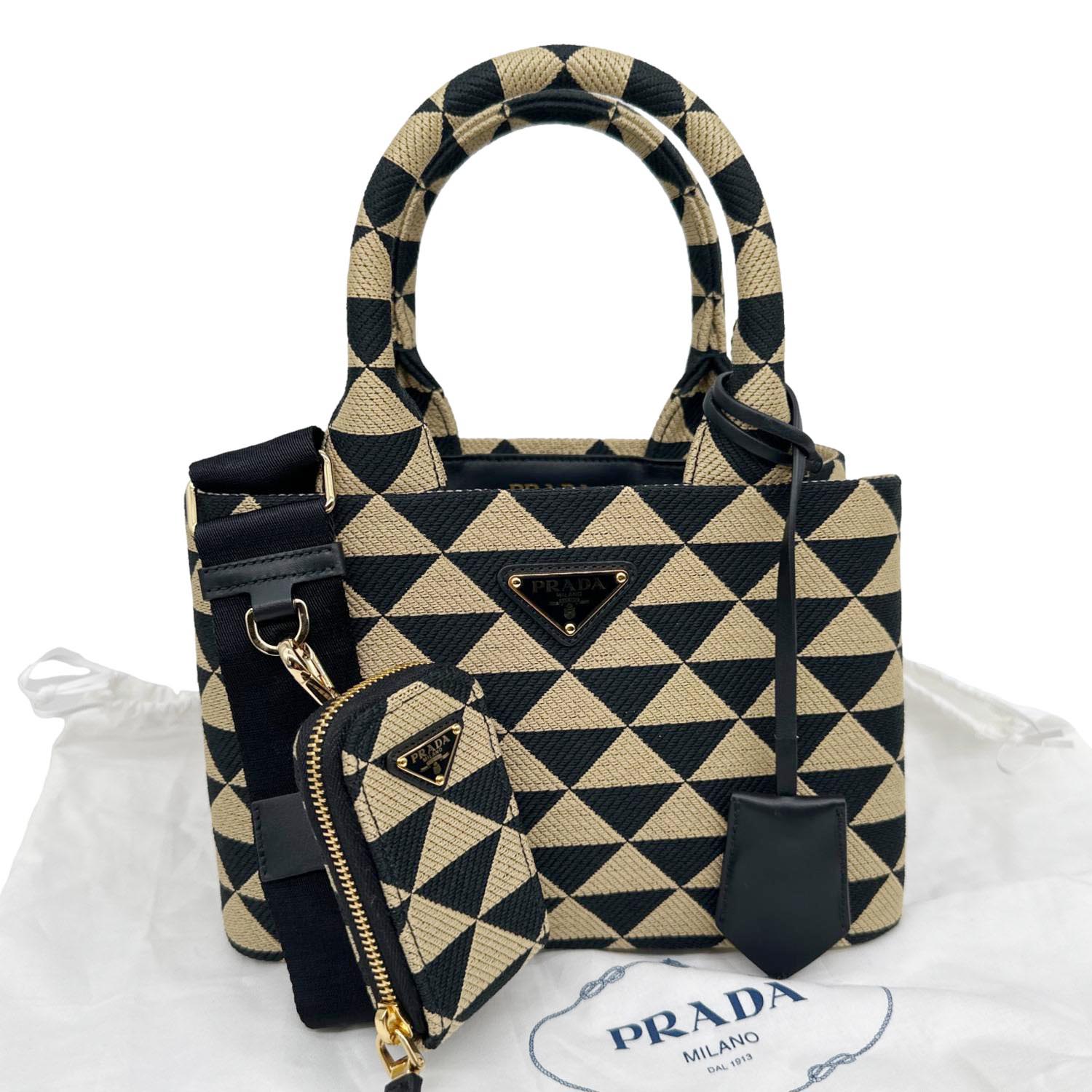 Symbole Embroidered Tote Bag Canvas Beige