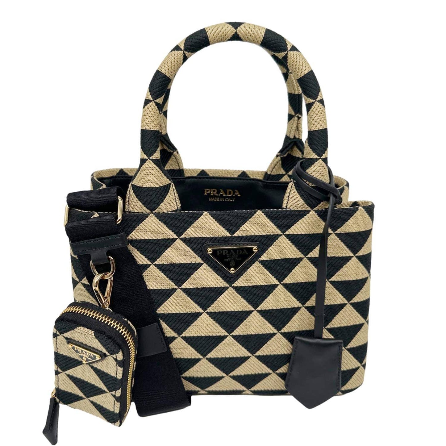 Symbole Embroidered Tote Bag Canvas Beige
