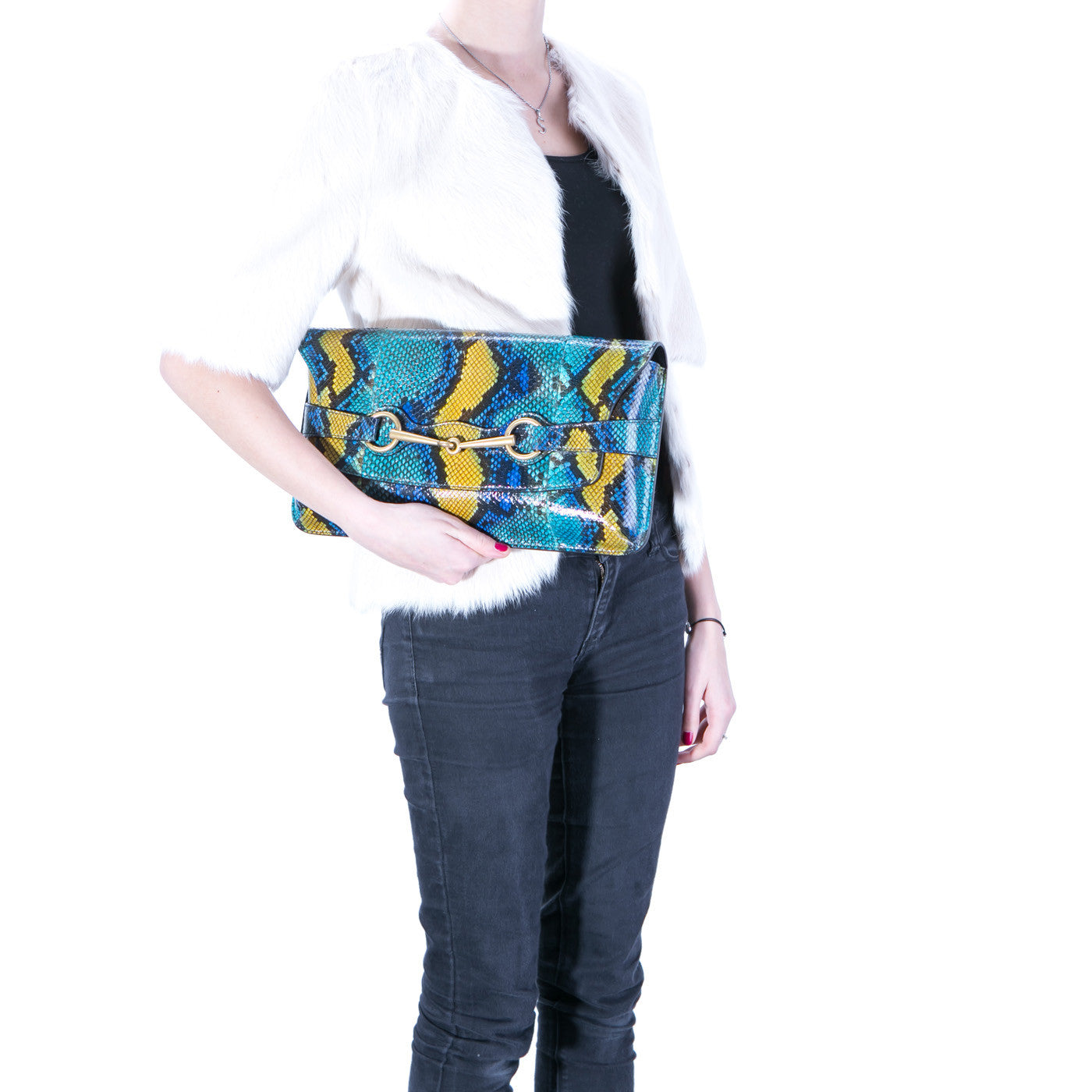 Gucci Bright Bit Python Clutch Clutch Bag