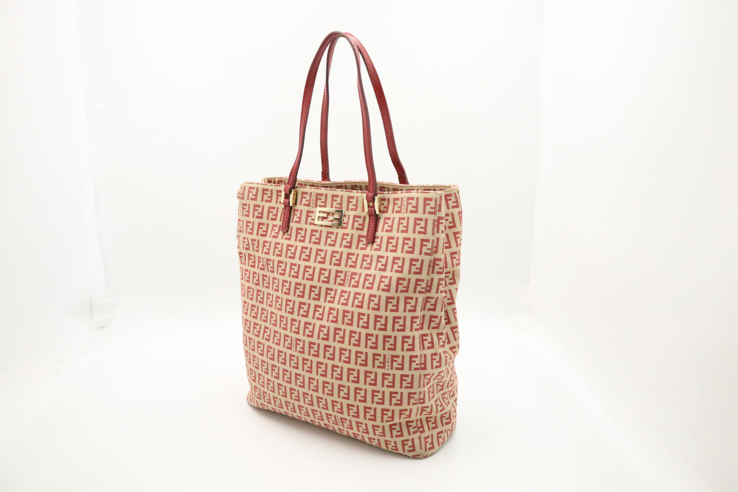 Fendi Handbag In Zucca Canvas Red Travel Bag