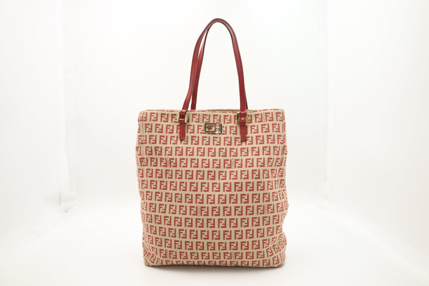 Fendi Handbag In Zucca Canvas Red Travel Bag