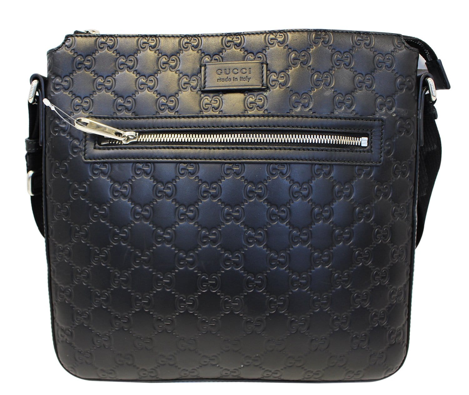 Gucci Signature Messenger Bag Leather Black Crossbody Bag