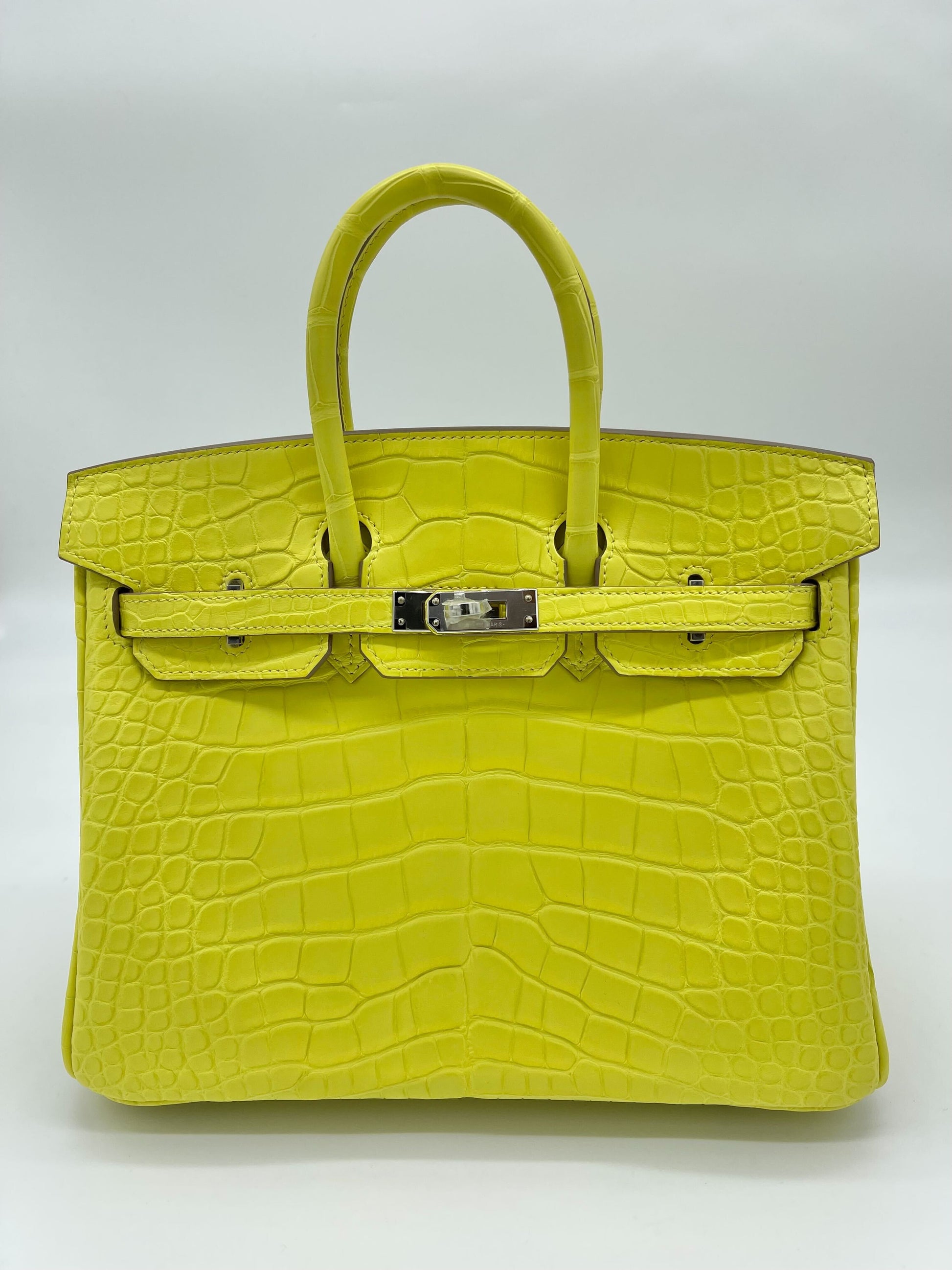 Gucci Hermes Birkin Matte Alligator Lime Palladium Hardware Handbag Travel Bag
