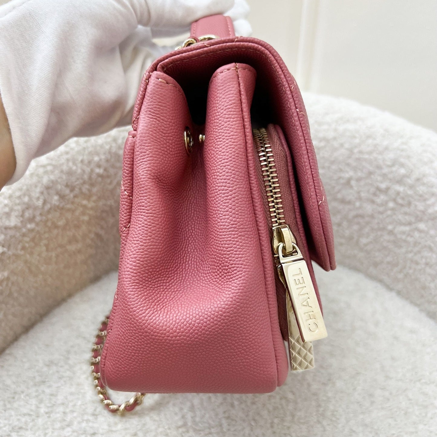 Chanel Small Business Affinity Flap in Pink Caviar and LGHW Accessory