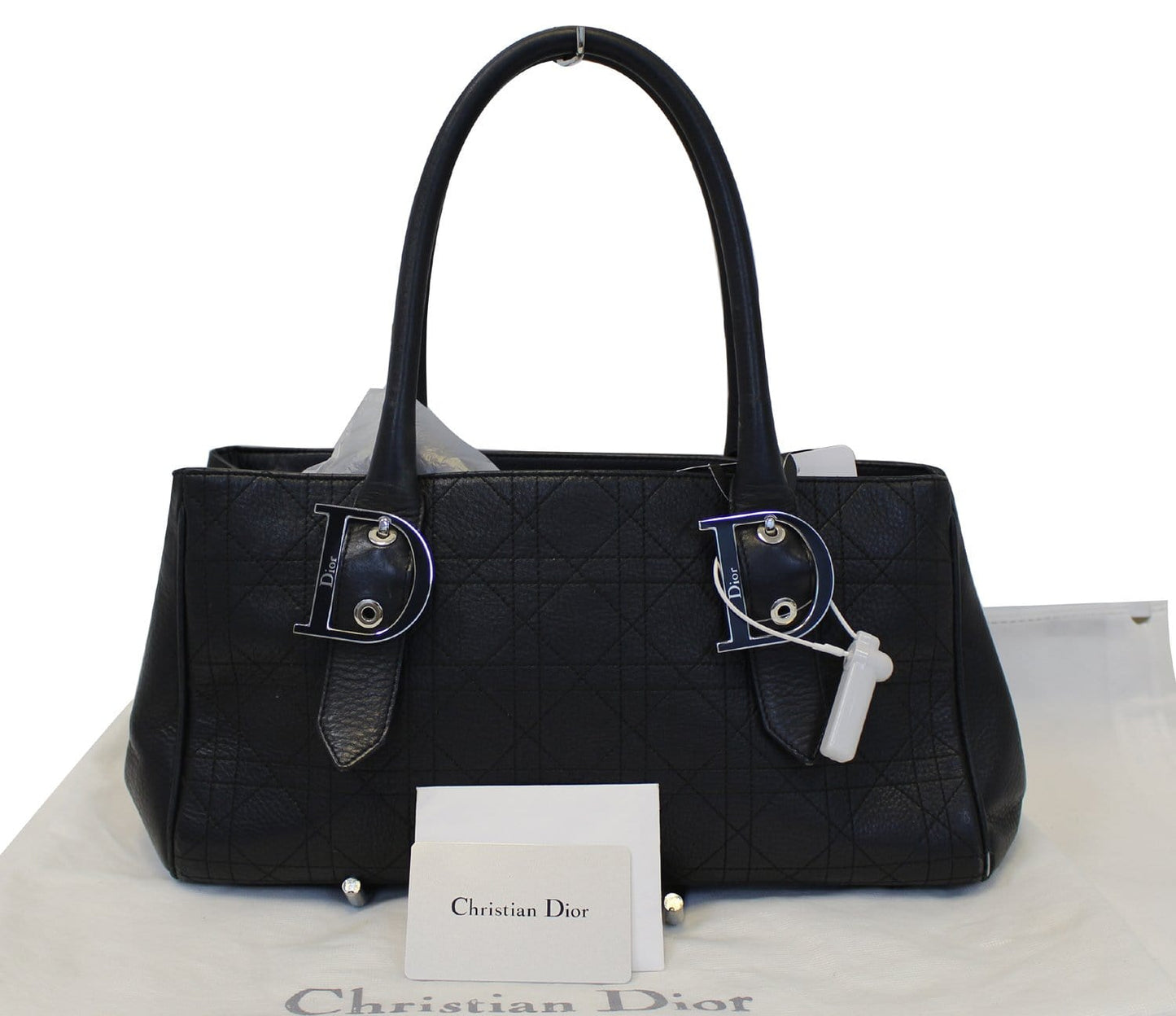 Dior Cannage Tote Bag Leather Black Medium