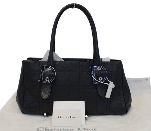 Dior Cannage Tote Bag Leather Black Medium