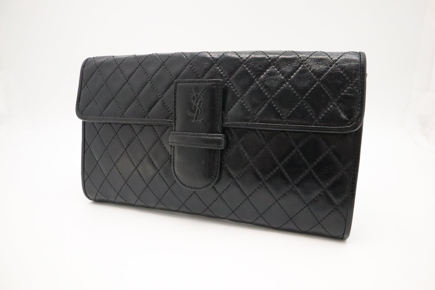 YSL Saint Laurent Clutch In Leather Quilted Black Clutch Bag
