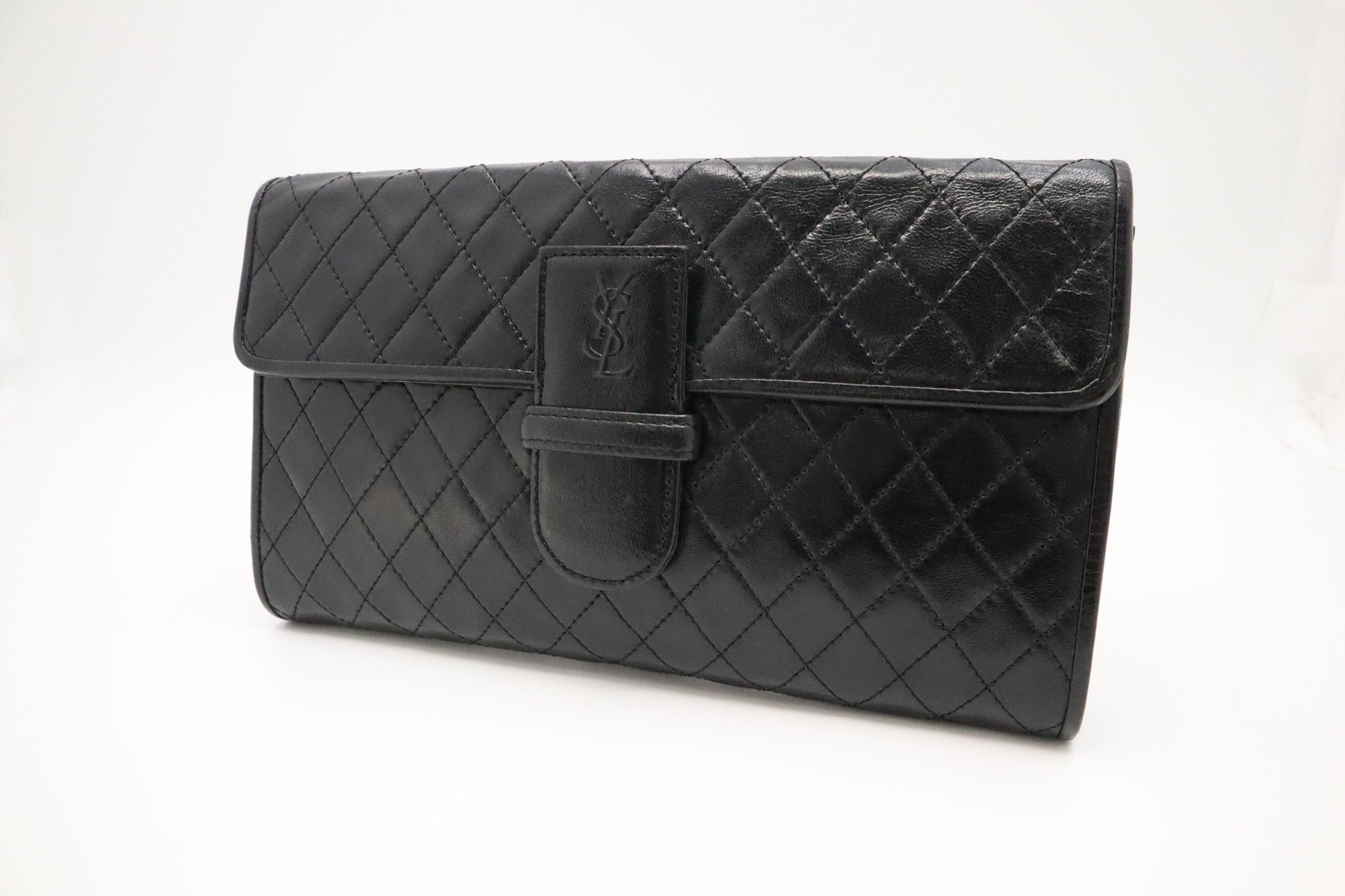 YSL Saint Laurent Clutch In Leather Quilted Black Clutch Bag