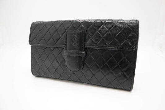YSL Saint Laurent Clutch In Leather Quilted Black Clutch Bag