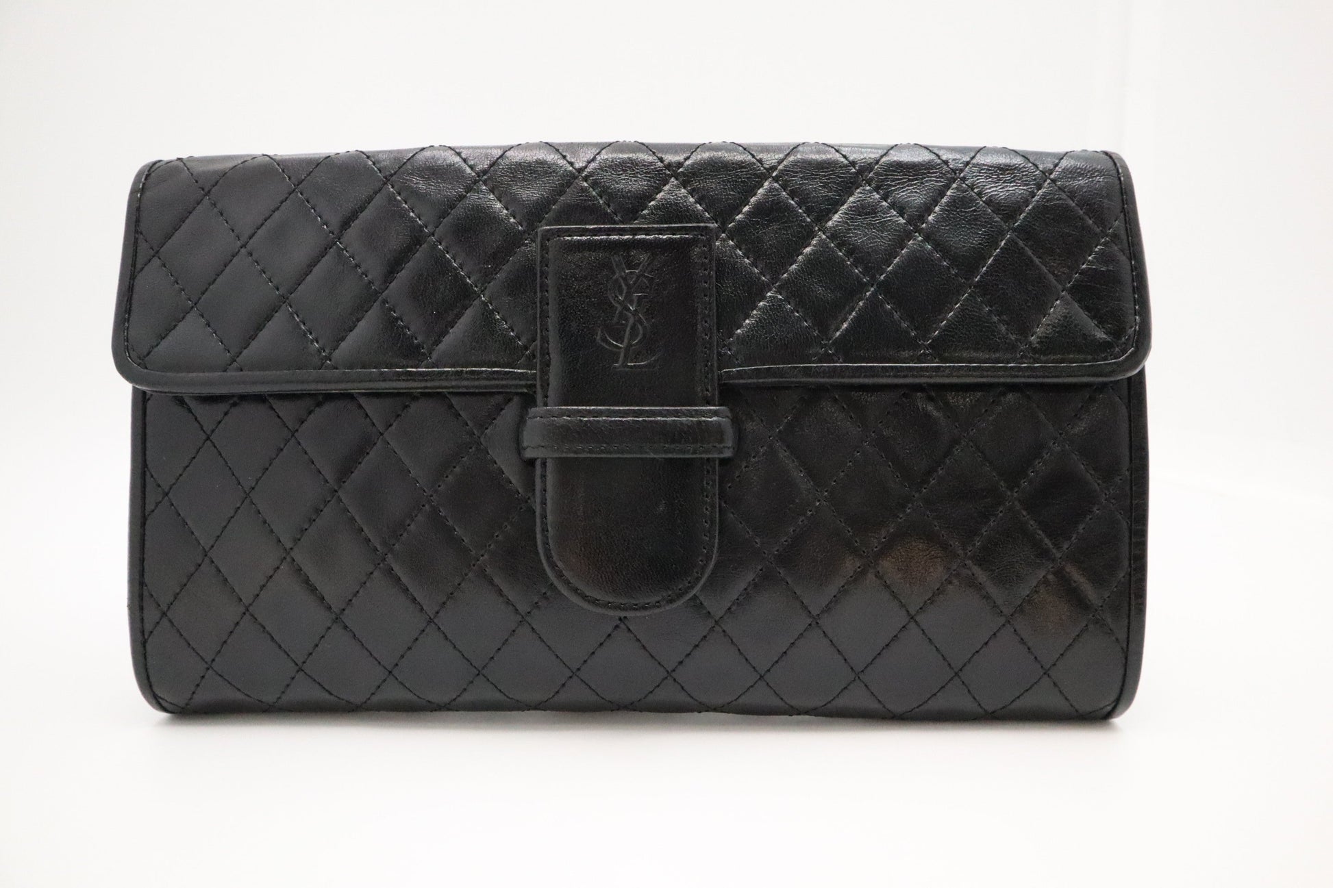 YSL Saint Laurent Clutch In Leather Quilted Black Clutch Bag