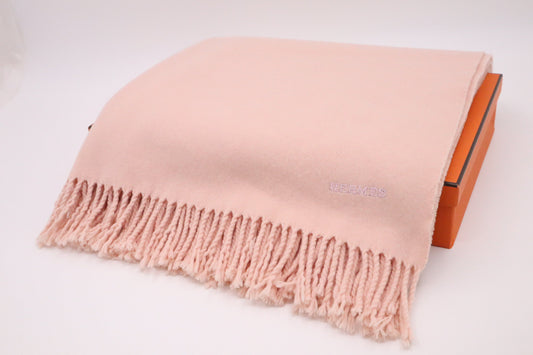 Hermes Stole In Rose Buvard Cashmere Handbag Travel Bag