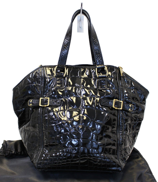YSL Saint Laurent Yves Downtown Tote Bag Last Call Leather Patent Black