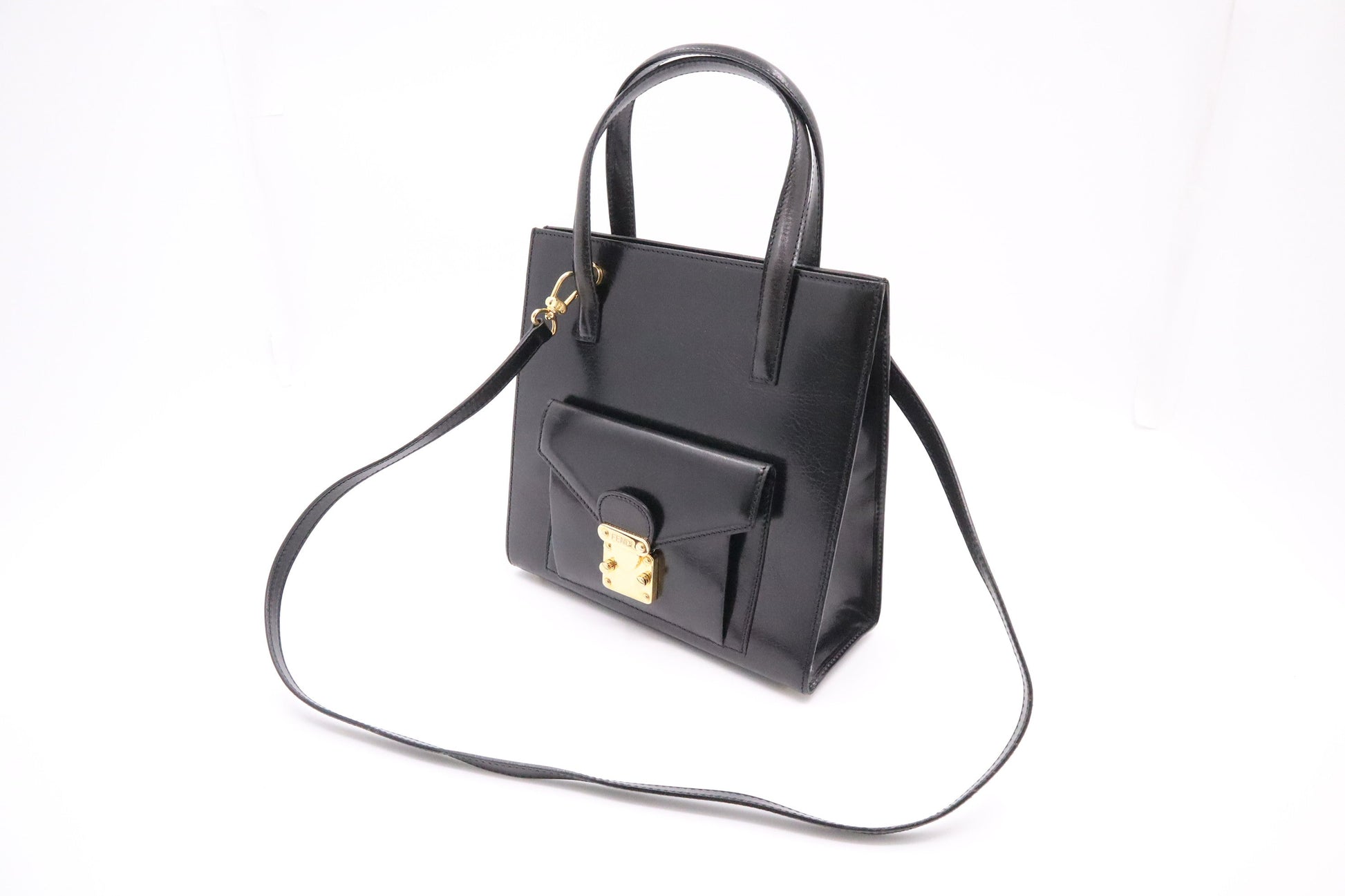 Fendi Way Handbag In Leather Black Travel Bag