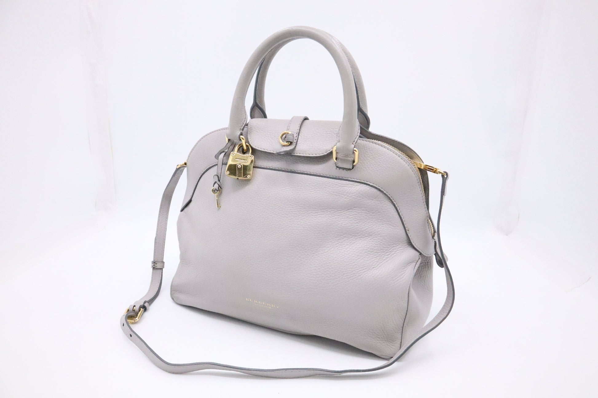 Burberry Two Way Handbag In Leather Gray Travel Bag