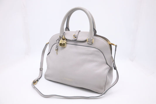 Burberry Two Way Handbag In Leather Gray Travel Bag