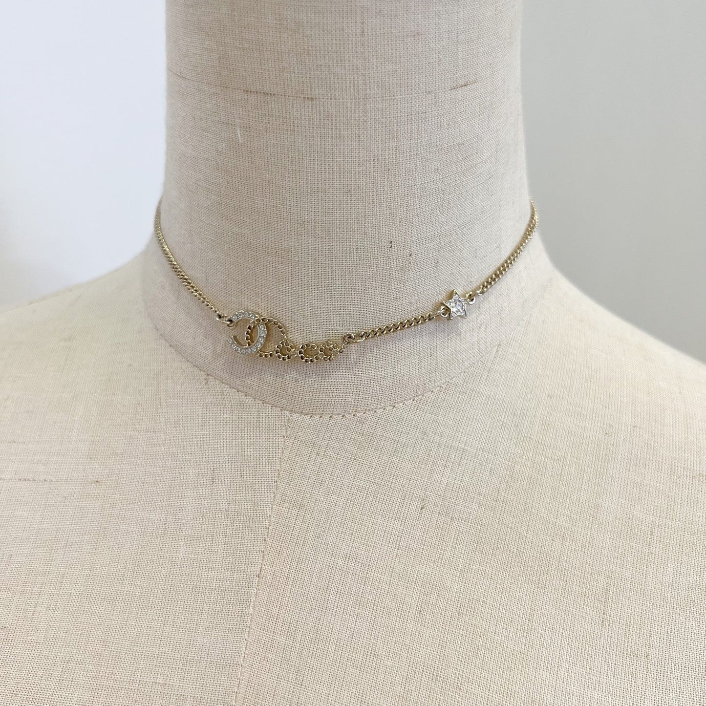 Chanel Star Pendent Necklace with Diamantés in Light Gold HW (Model: )