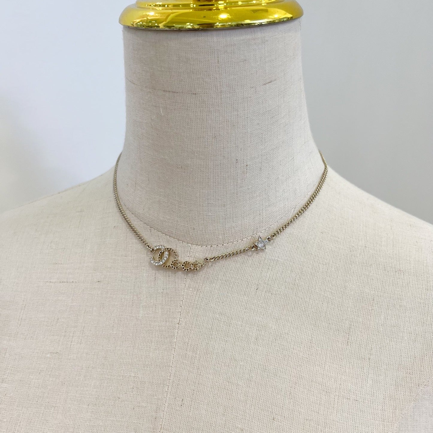 Chanel Star Pendent Necklace with Diamantés in Light Gold HW (Model: )