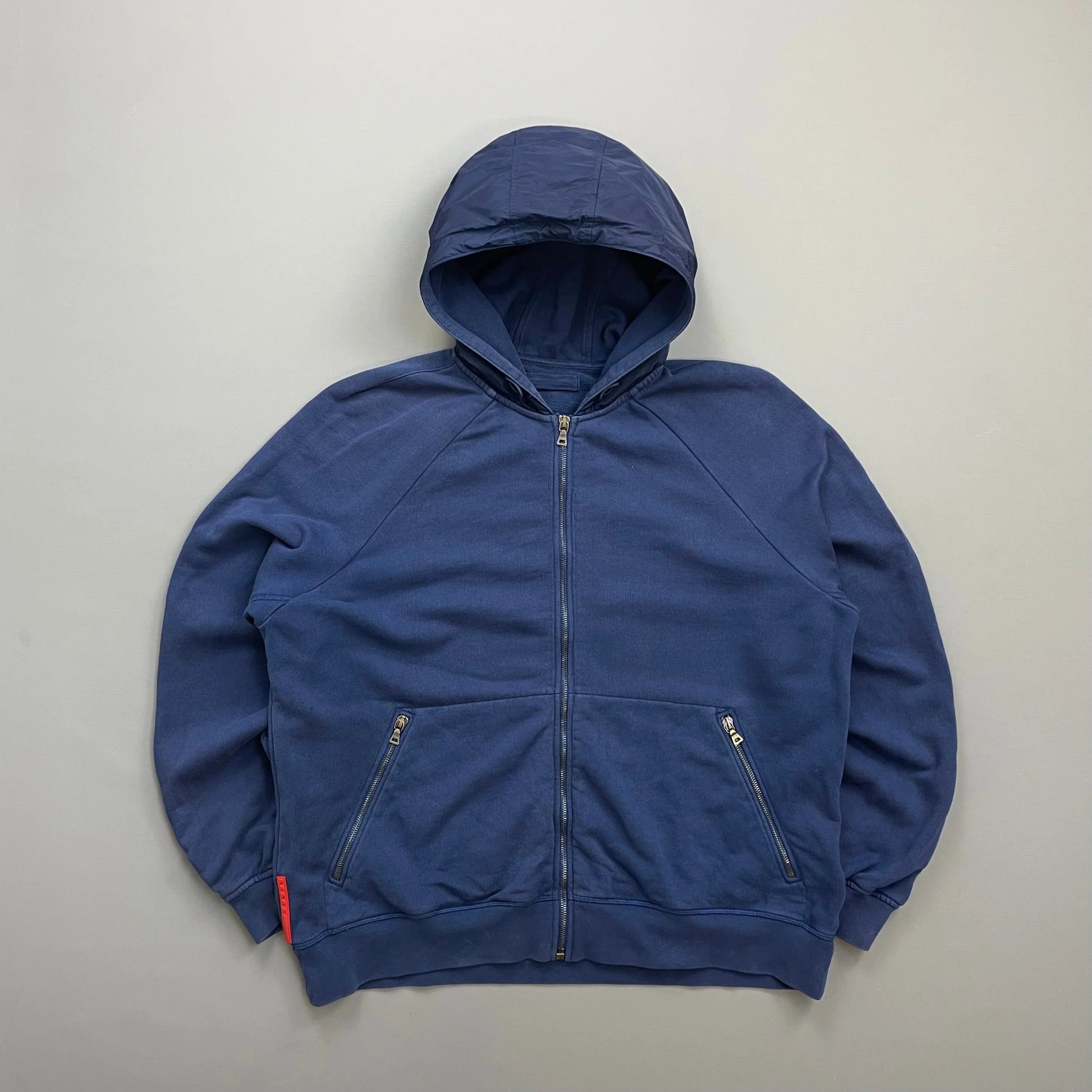 Prada Handbag Sport Hood -Through Hoodie Nylon Blue Zip
