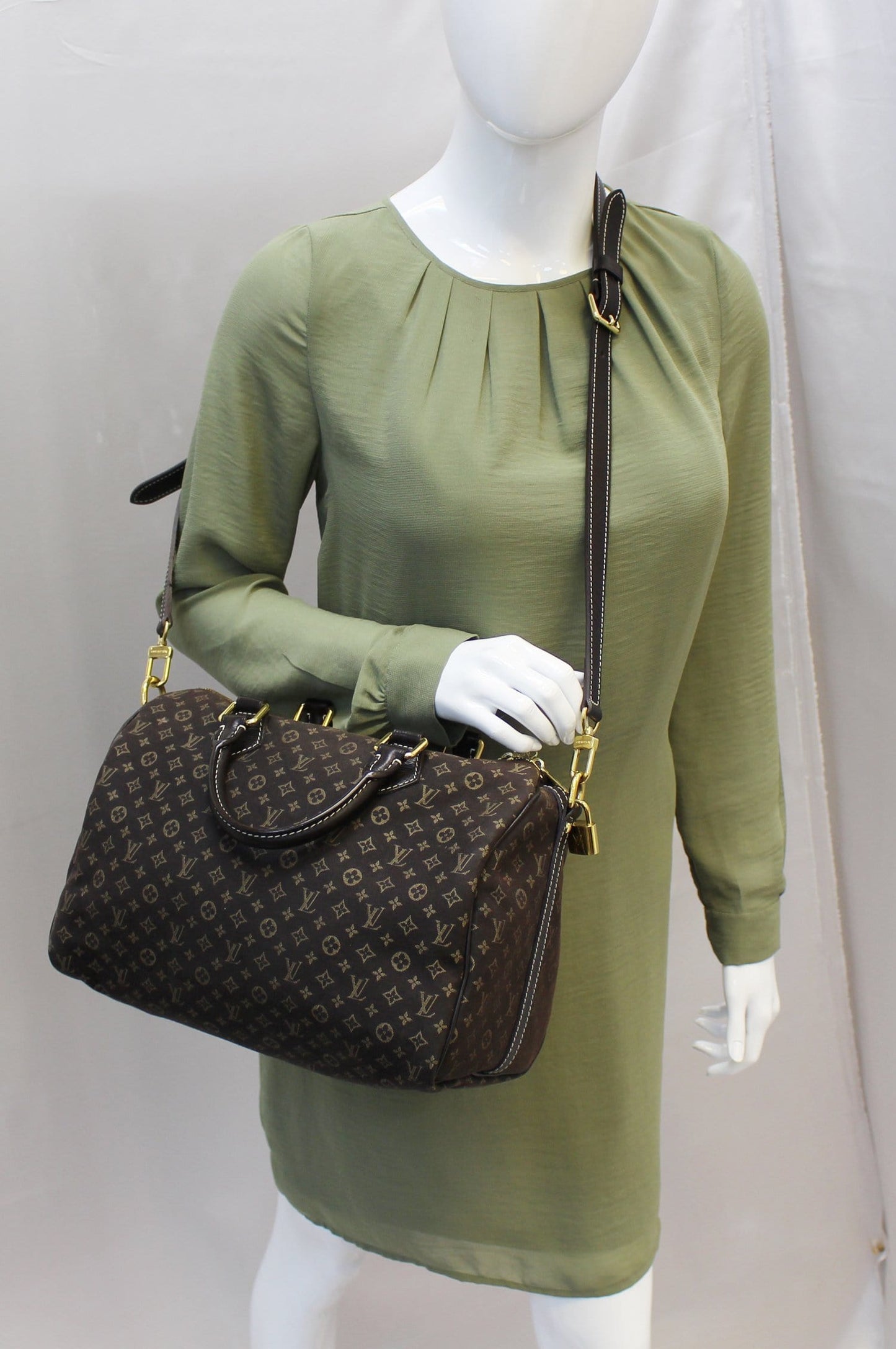 Louis Ebene Lin Speedy Bandouliere Satchel Bag Mini Travel Bag