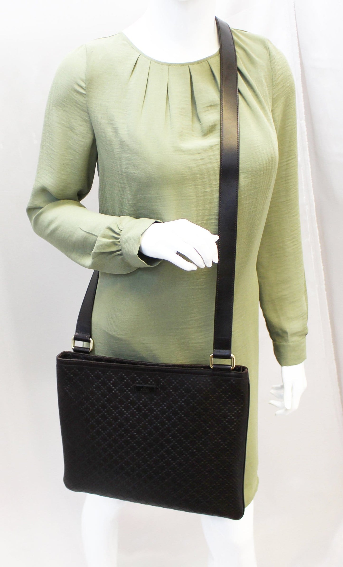 Gucci Hilary Lux Diamante Messenger Bag Leather Black Shoulder Bag