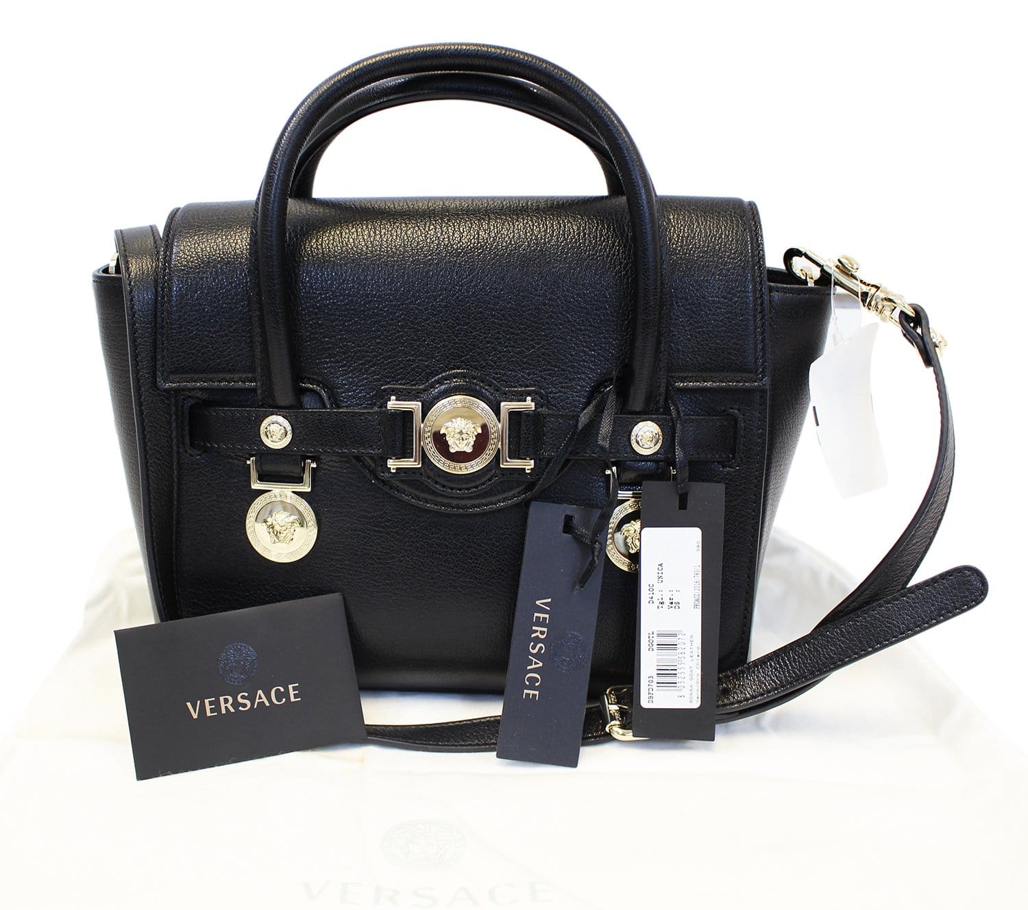 Versace Medallion Shoulder Crossbody Bag Leather Black