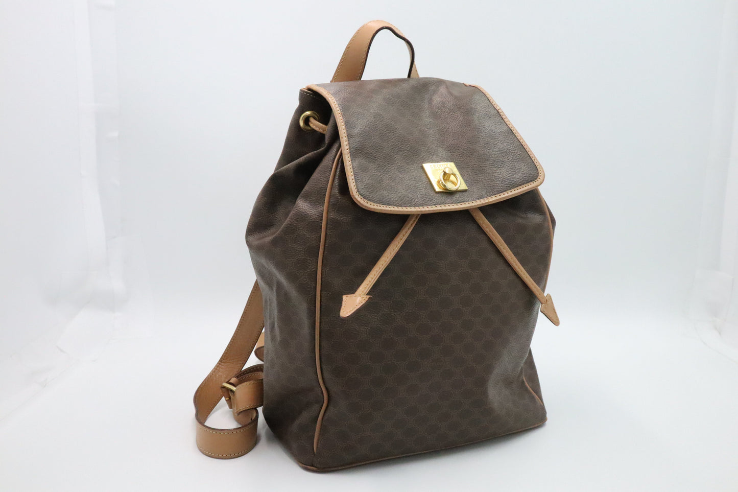 Celine Backpack In Macadam Handbag Canvas Brown