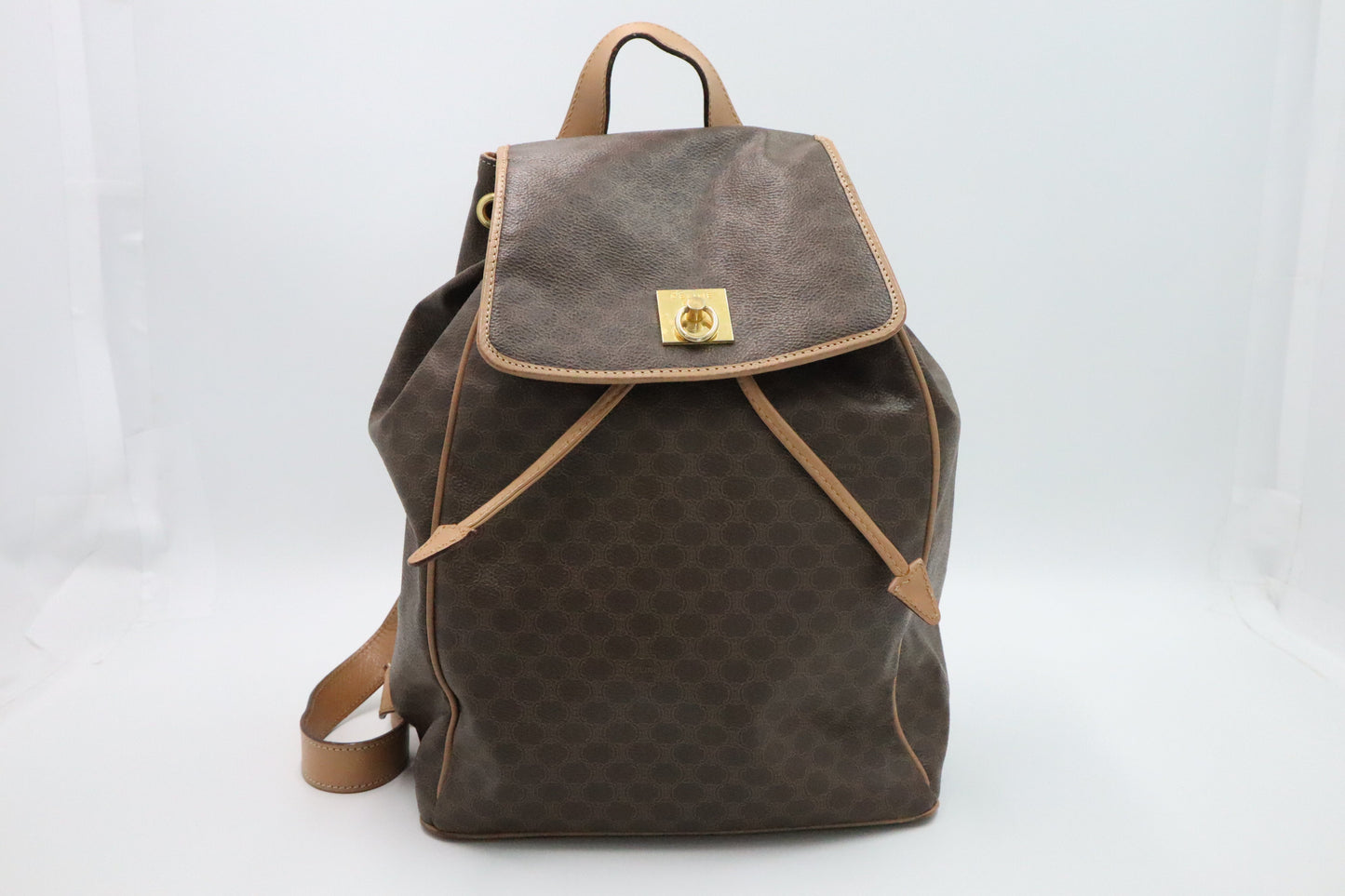 Celine Backpack In Macadam Handbag Canvas Brown