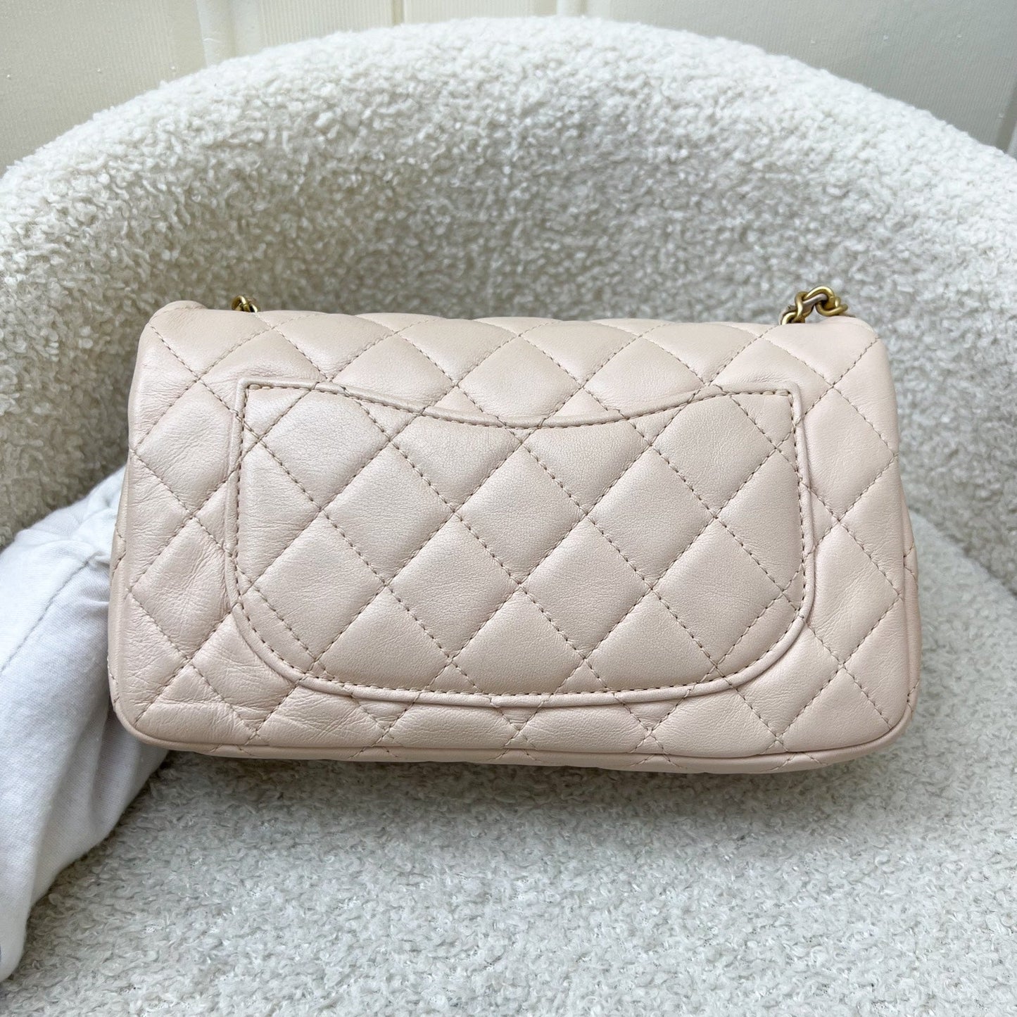 Chanel Pearl Crush Mini Rectangular Flap in Beige Lambskin and AGHW (Model: ) Accessory