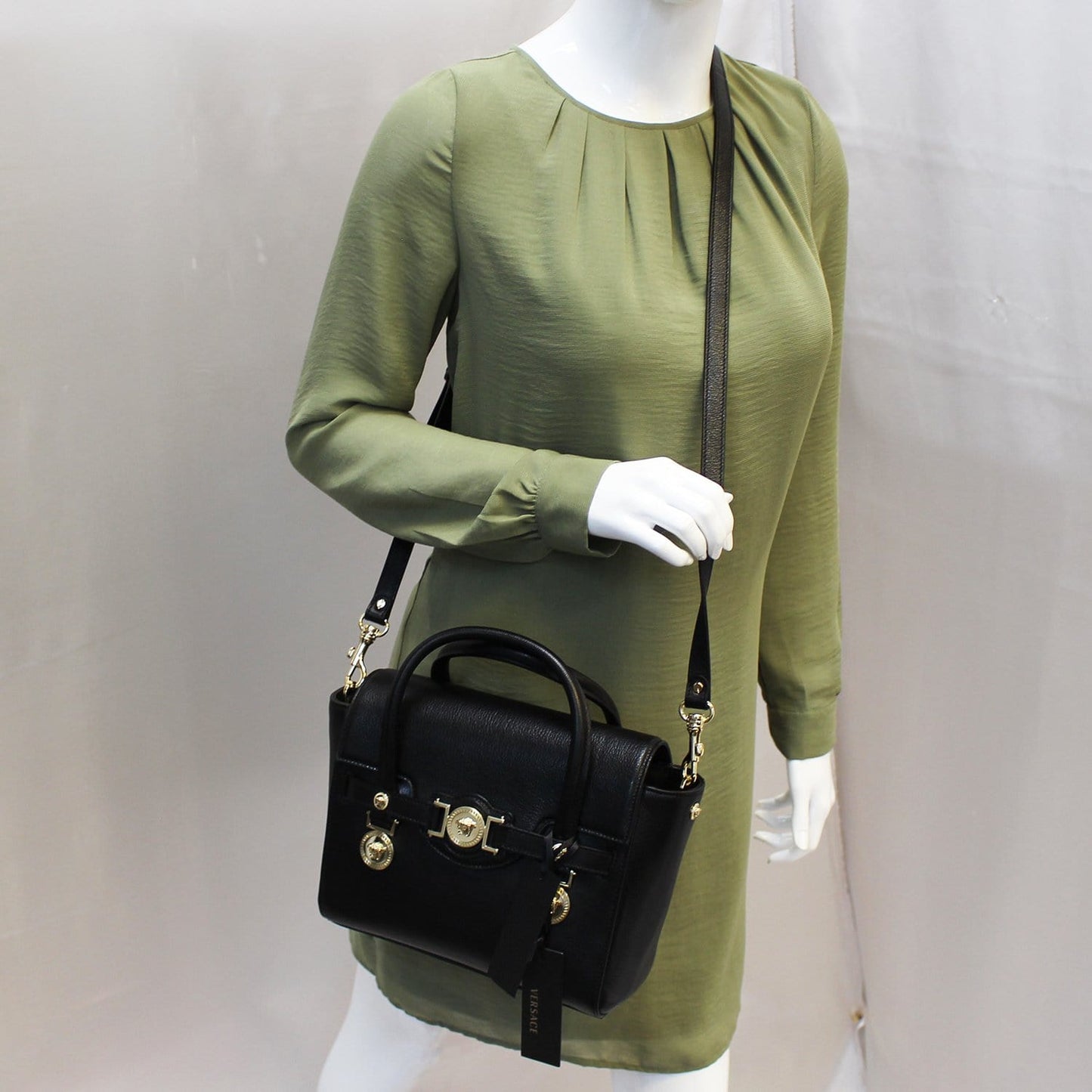 Versace Medallion Shoulder Crossbody Bag Leather Black