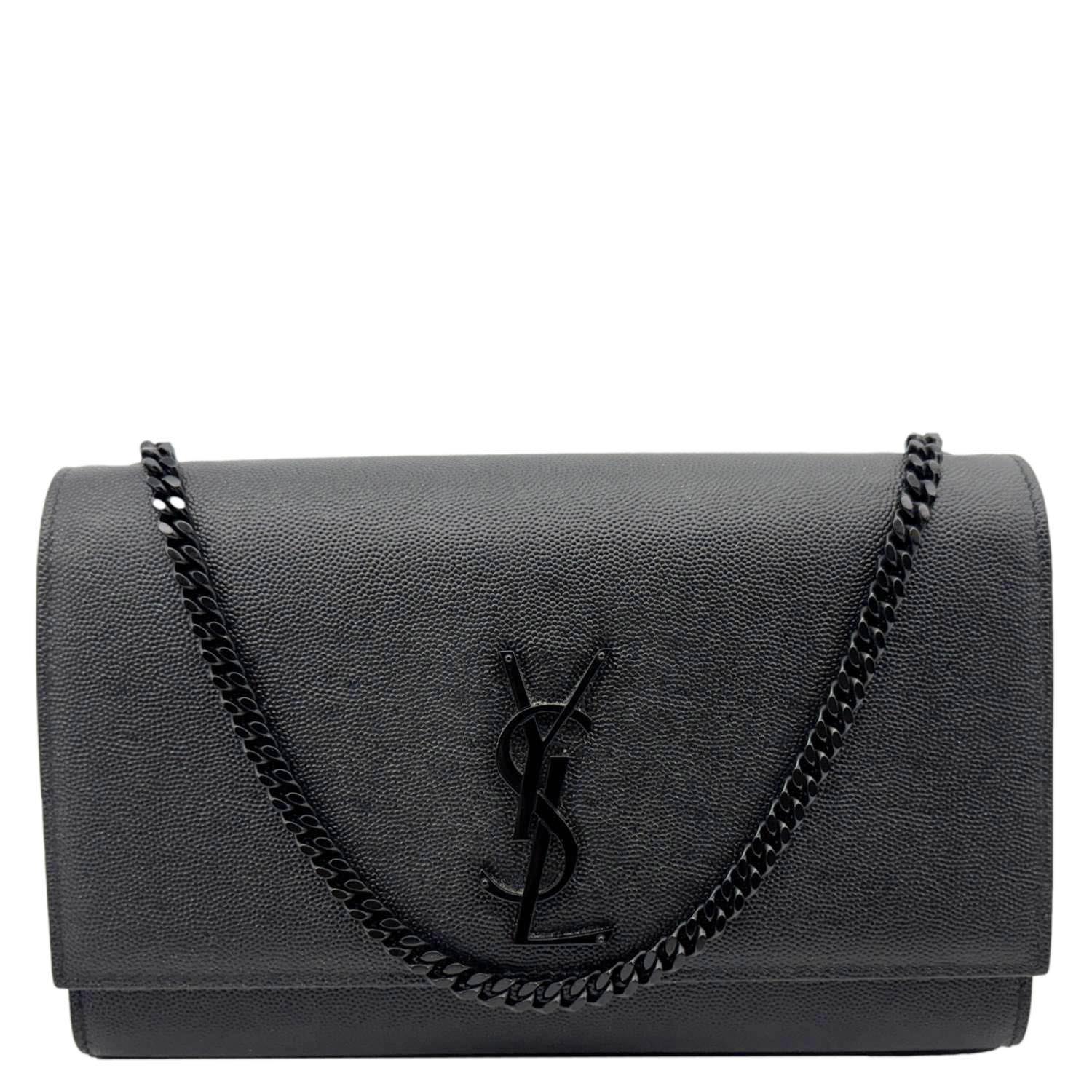 YSL Saint Laurent Yves Kate Grain De Poudre Crossbody Bag Black Small