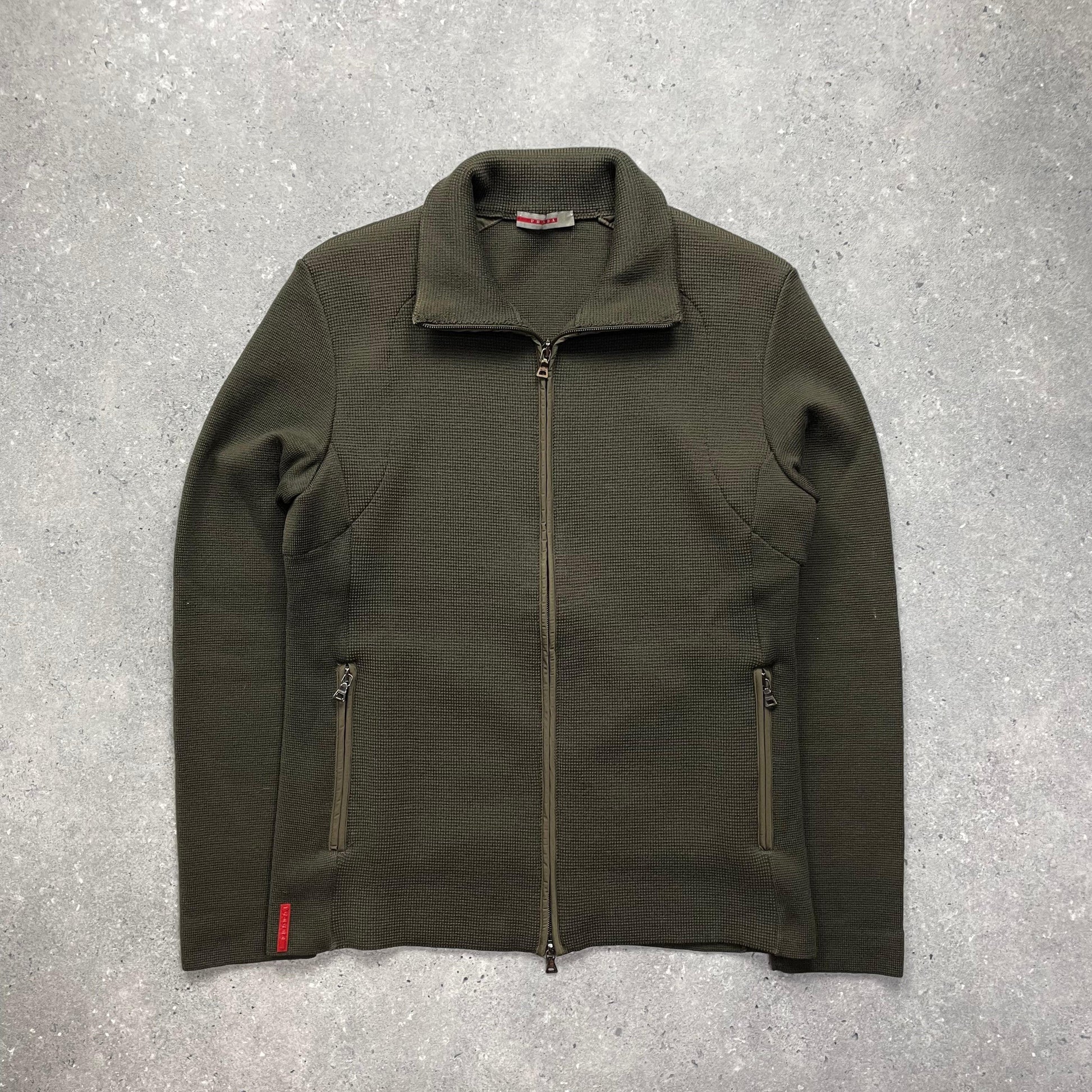 Prada Handbag Sport Moss -Through Knit Jumper Green Zip