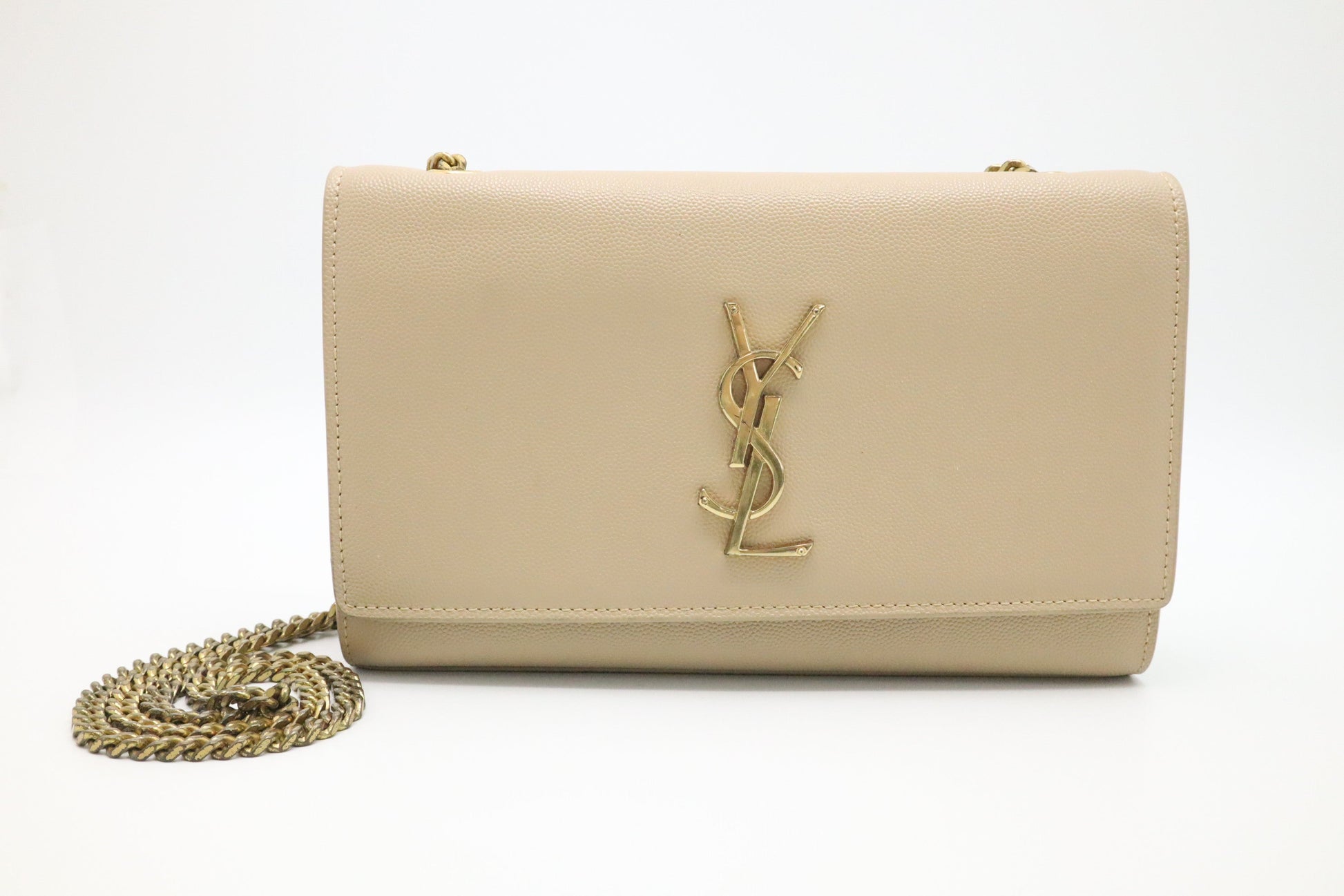 YSL Saint Laurent Kate In Grain De Poudre Travel Bag Leather Beige