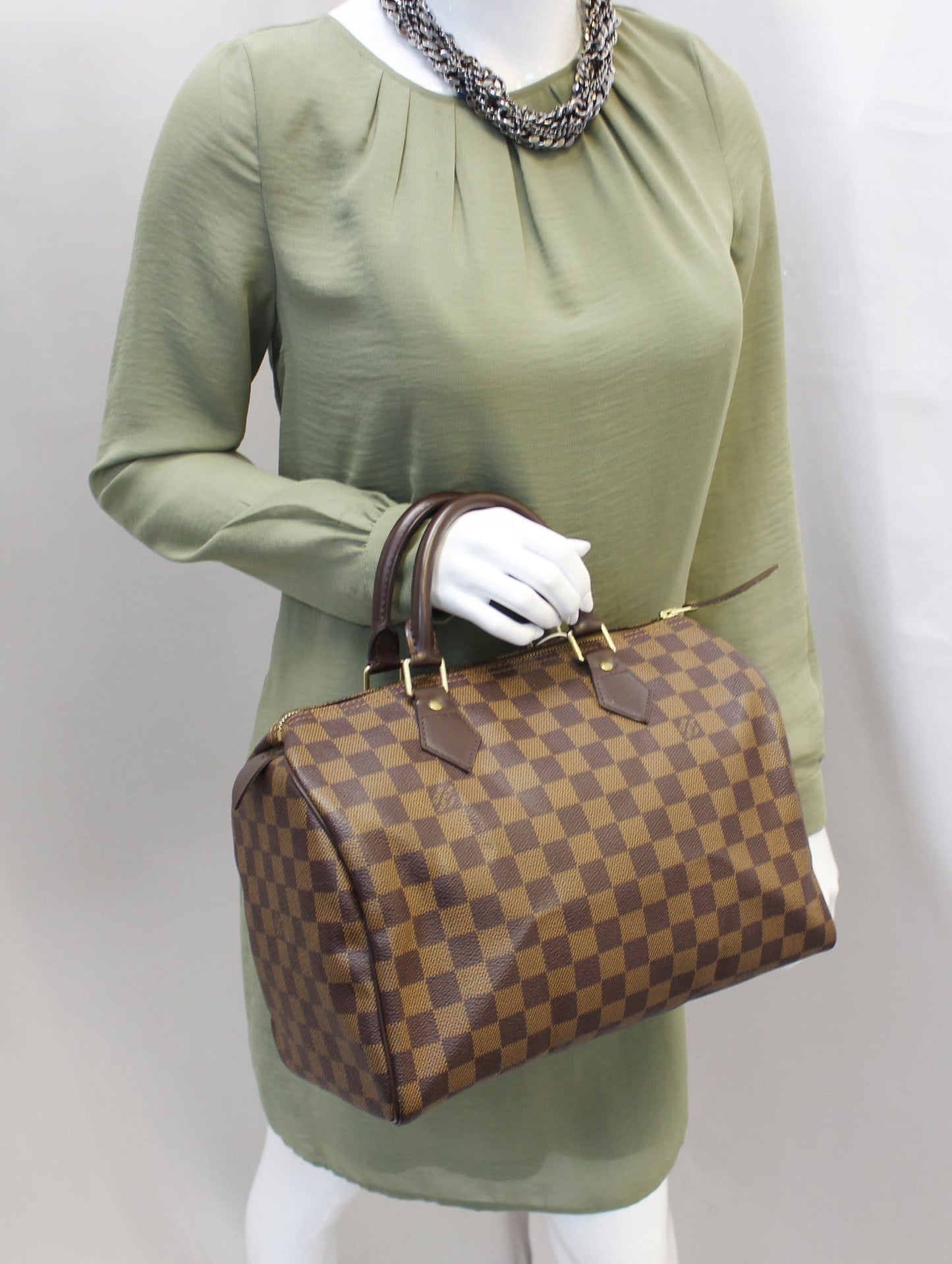 Louis Damier Ebene Speedy Satchel Bag Brown Travel Bag Bag Tt2265