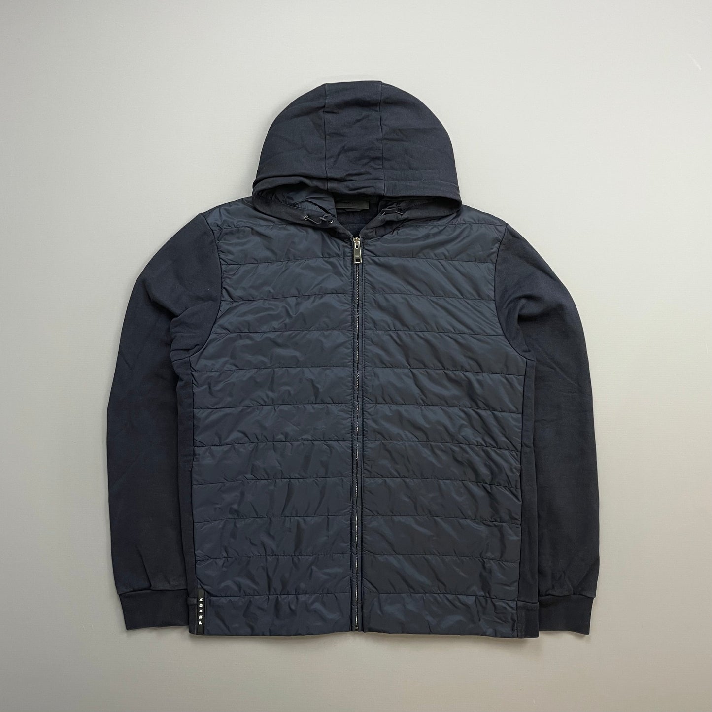 Prada Handbag Sport Padded Hybrid Hooded Jacket 2 Nylon Navy