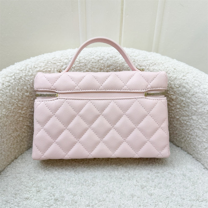 Chanel Vanity / Clutch with Chain (LP Style Bag) in Light Pink Caviar and LGHW (Model: )
