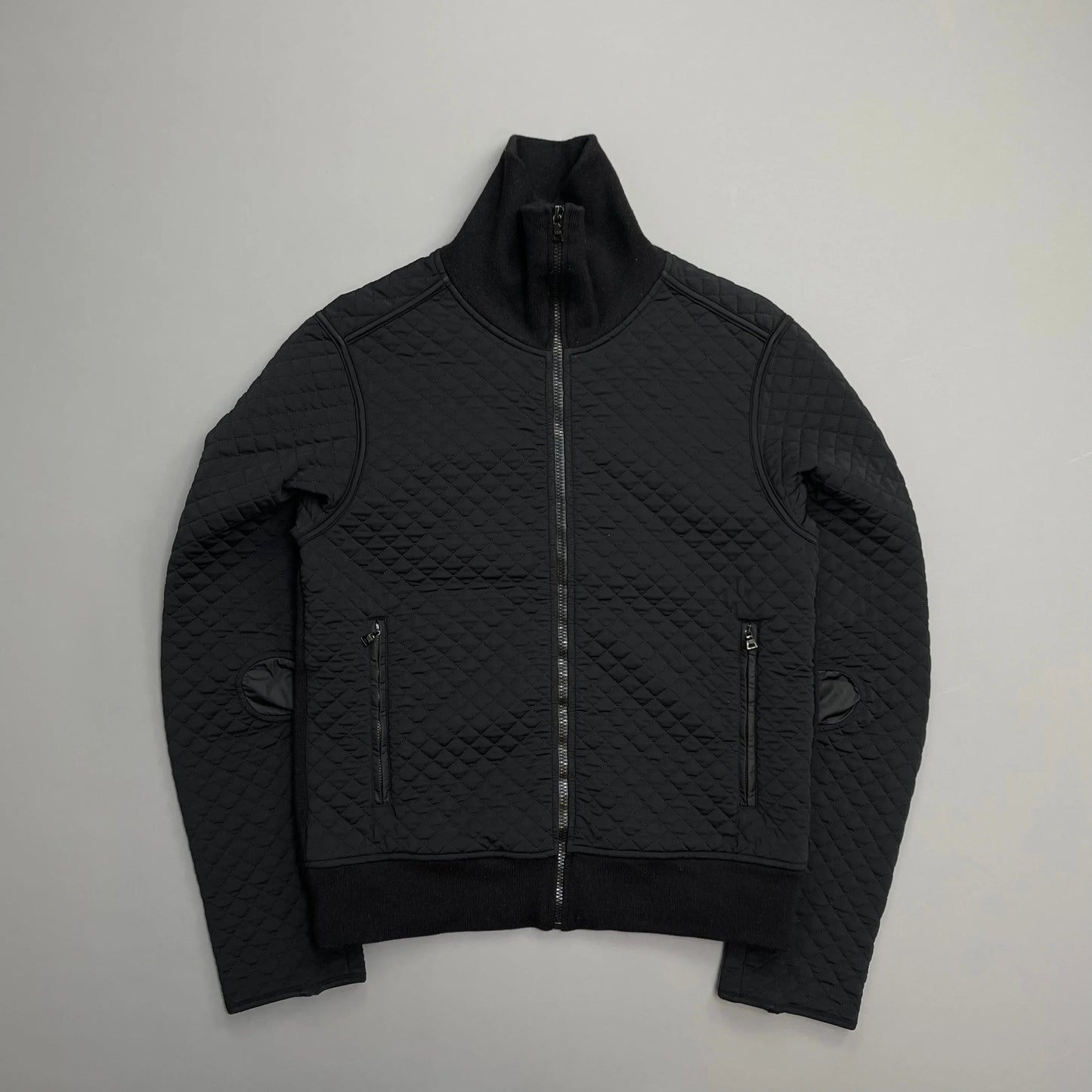 Prada Handbag Sport 00s Wool & Knit Hybrid Cardigan Nylon Quilted Black