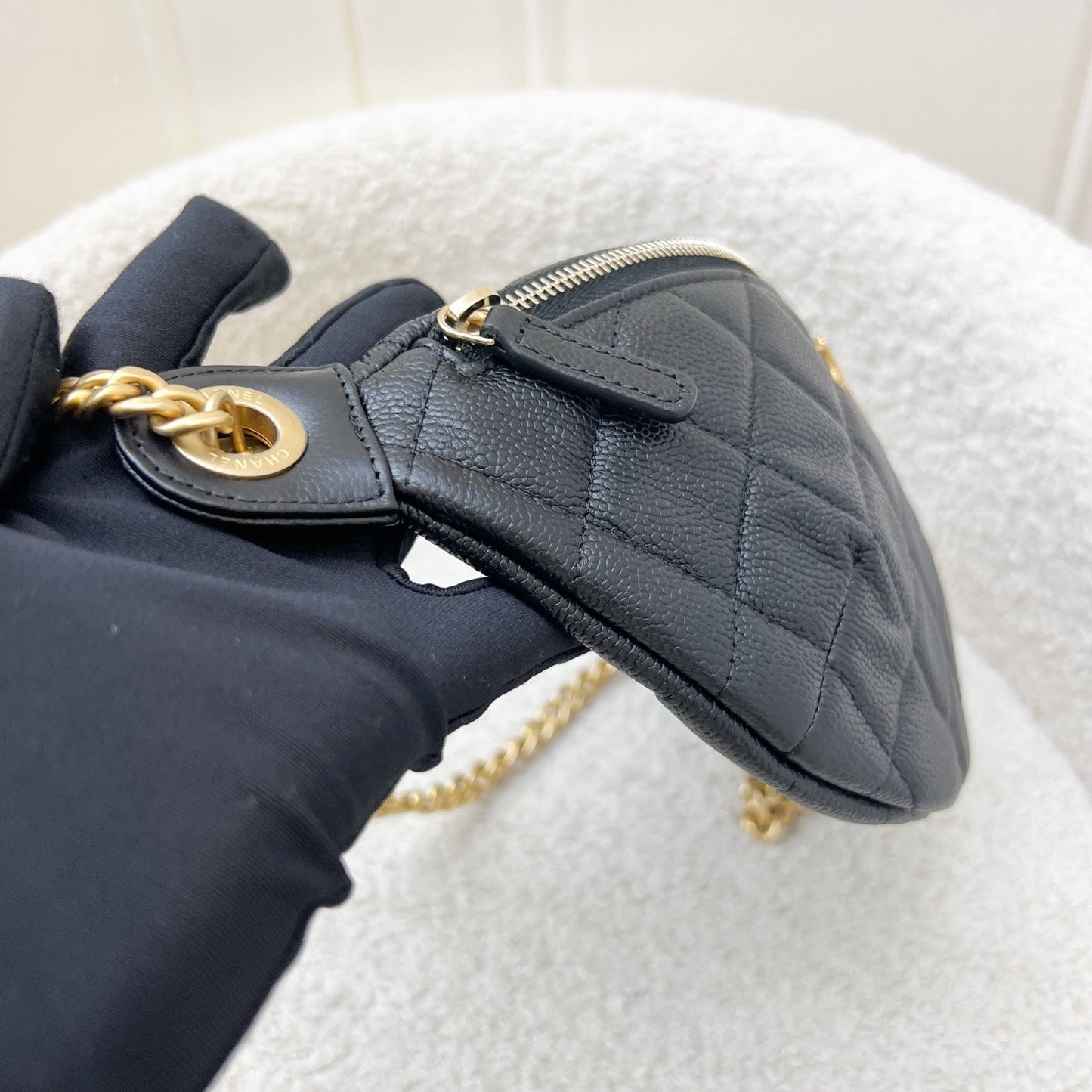 Chanel Heart Adjustable Chain Waist in Black Caviar and AGHW (Model: ) Accessory