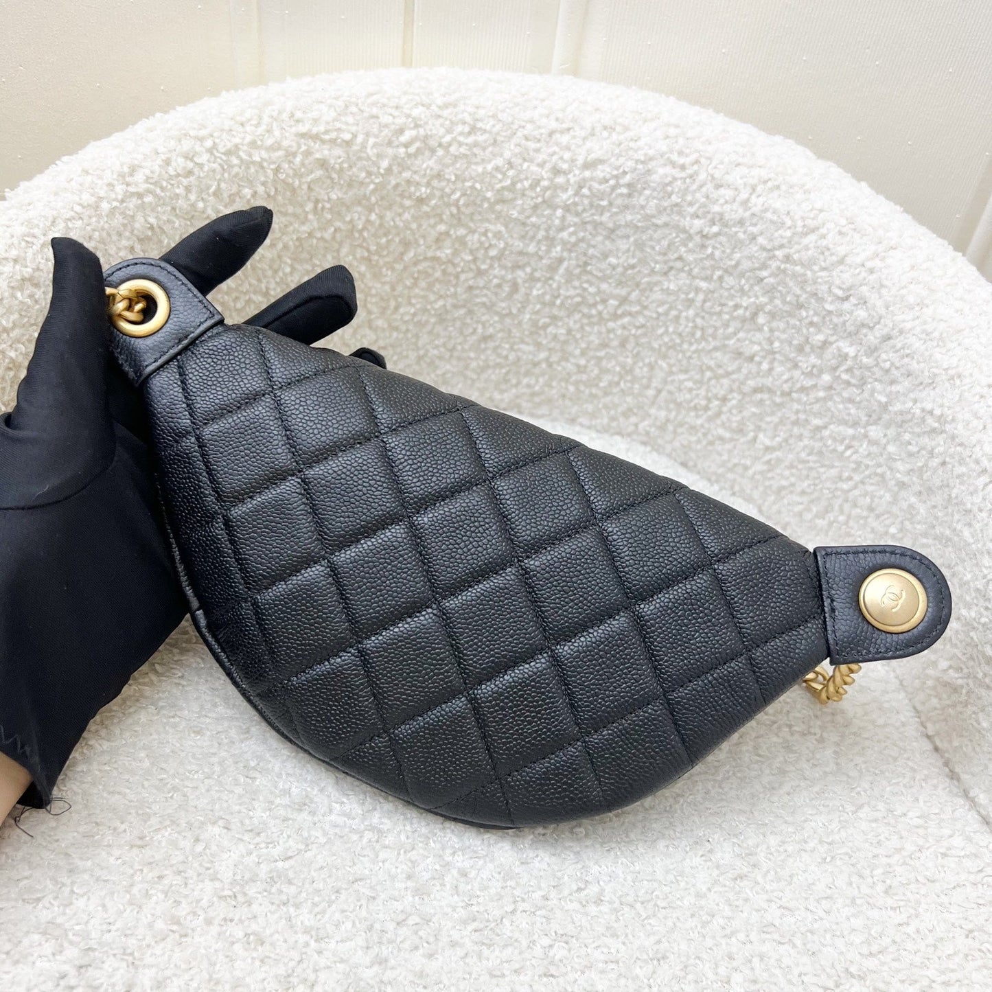 Chanel Heart Adjustable Chain Waist in Black Caviar and AGHW (Model: ) Accessory
